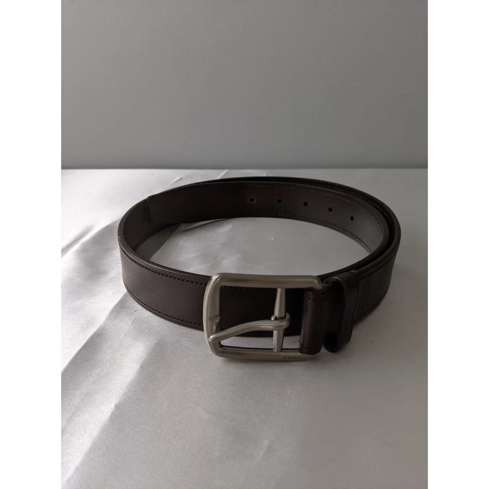 Coach Mens Leather Belt Brown F55191 Size 32 Brushed Nickel Buckle